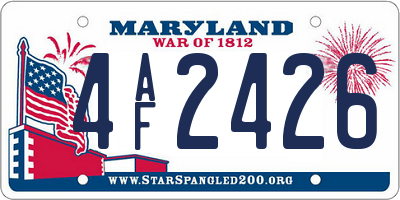 MD license plate 4AF2426