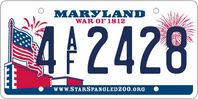 MD license plate 4AF2428