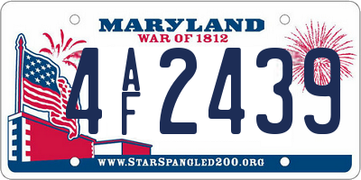MD license plate 4AF2439