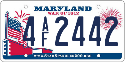 MD license plate 4AF2442