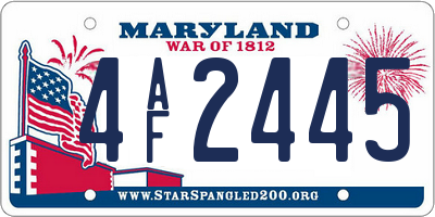 MD license plate 4AF2445