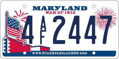 MD license plate 4AF2447