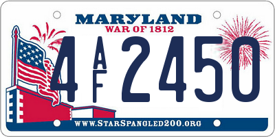 MD license plate 4AF2450