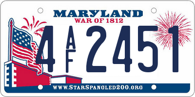 MD license plate 4AF2451