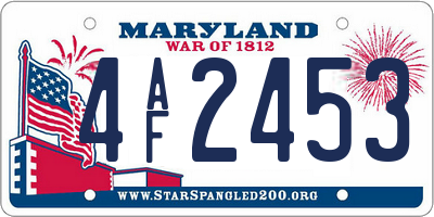 MD license plate 4AF2453
