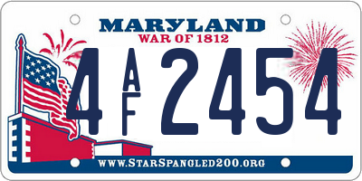 MD license plate 4AF2454