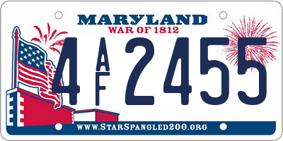 MD license plate 4AF2455