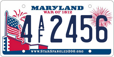 MD license plate 4AF2456