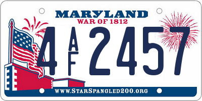 MD license plate 4AF2457