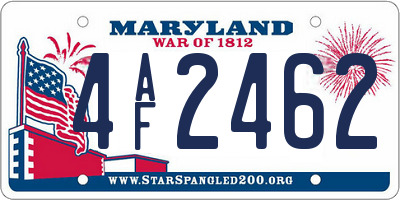 MD license plate 4AF2462