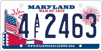 MD license plate 4AF2463