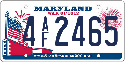 MD license plate 4AF2465