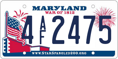 MD license plate 4AF2475