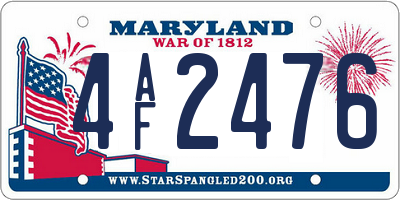 MD license plate 4AF2476