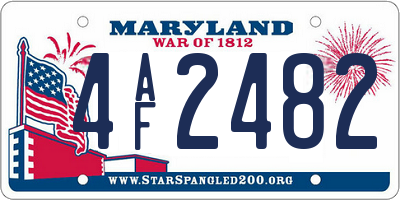MD license plate 4AF2482