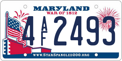 MD license plate 4AF2493