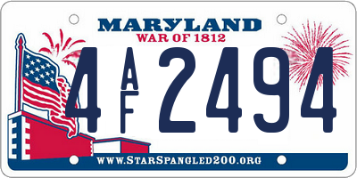 MD license plate 4AF2494