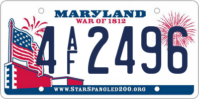 MD license plate 4AF2496
