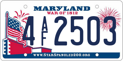 MD license plate 4AF2503