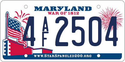 MD license plate 4AF2504