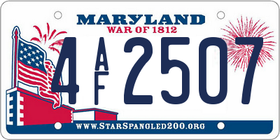 MD license plate 4AF2507