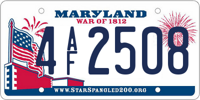 MD license plate 4AF2508