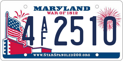 MD license plate 4AF2510