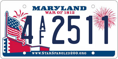 MD license plate 4AF2511