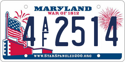 MD license plate 4AF2514
