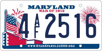 MD license plate 4AF2516