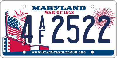 MD license plate 4AF2522