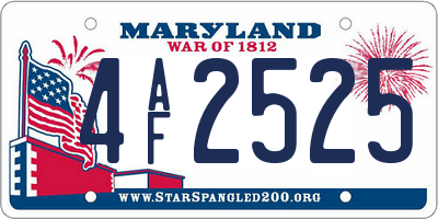 MD license plate 4AF2525