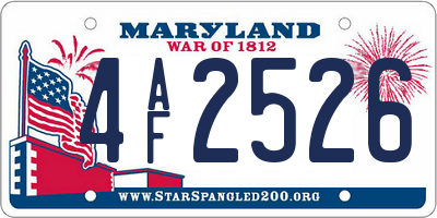 MD license plate 4AF2526