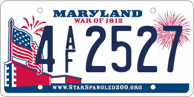 MD license plate 4AF2527