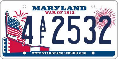 MD license plate 4AF2532