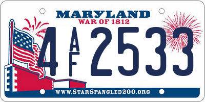 MD license plate 4AF2533