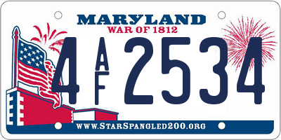 MD license plate 4AF2534