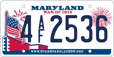 MD license plate 4AF2536