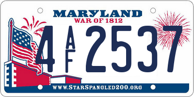 MD license plate 4AF2537