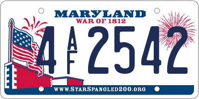 MD license plate 4AF2542