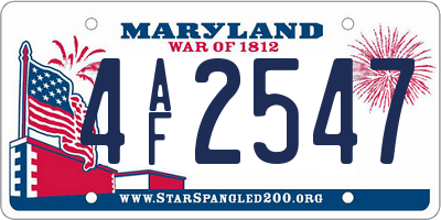 MD license plate 4AF2547