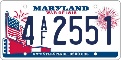 MD license plate 4AF2551