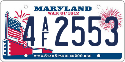 MD license plate 4AF2553