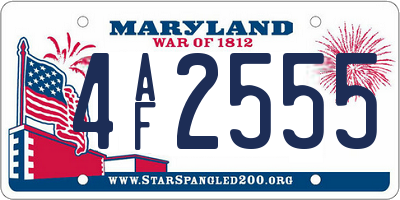 MD license plate 4AF2555