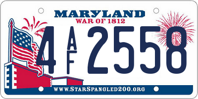 MD license plate 4AF2558