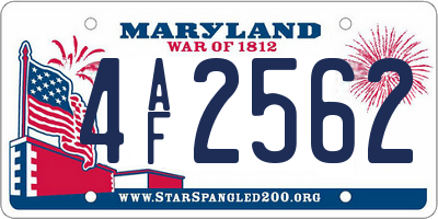 MD license plate 4AF2562