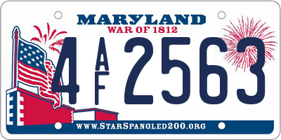 MD license plate 4AF2563