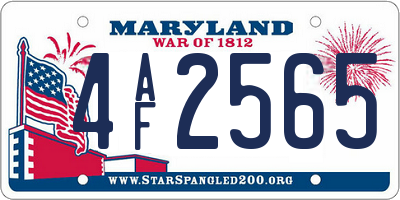 MD license plate 4AF2565