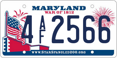 MD license plate 4AF2566
