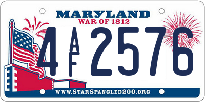 MD license plate 4AF2576